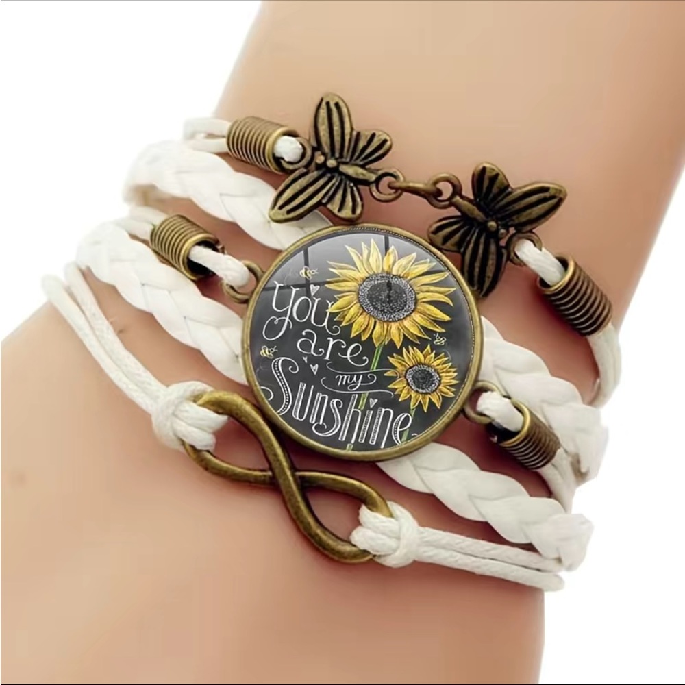 Leather Multi-strand You Are My Sunshine White Bracelet